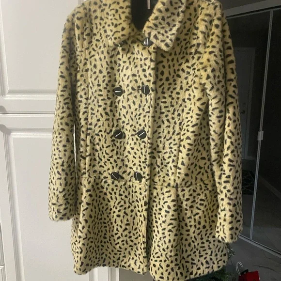 Free People Black and Tan Animal Print Pea Coat - Picture 13 of 13